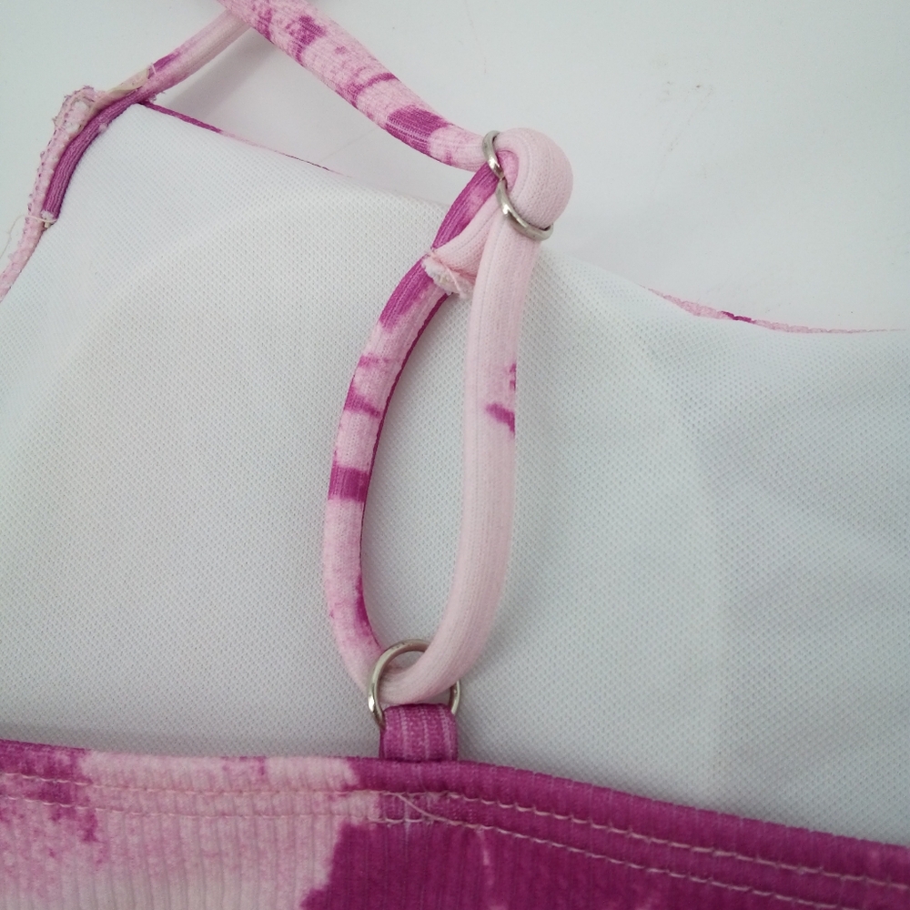 Romwe Purple Tie Dye Bikini Top Lightly Padded L Beach Surf Pool Resort Cruise - Picture 6 of 7